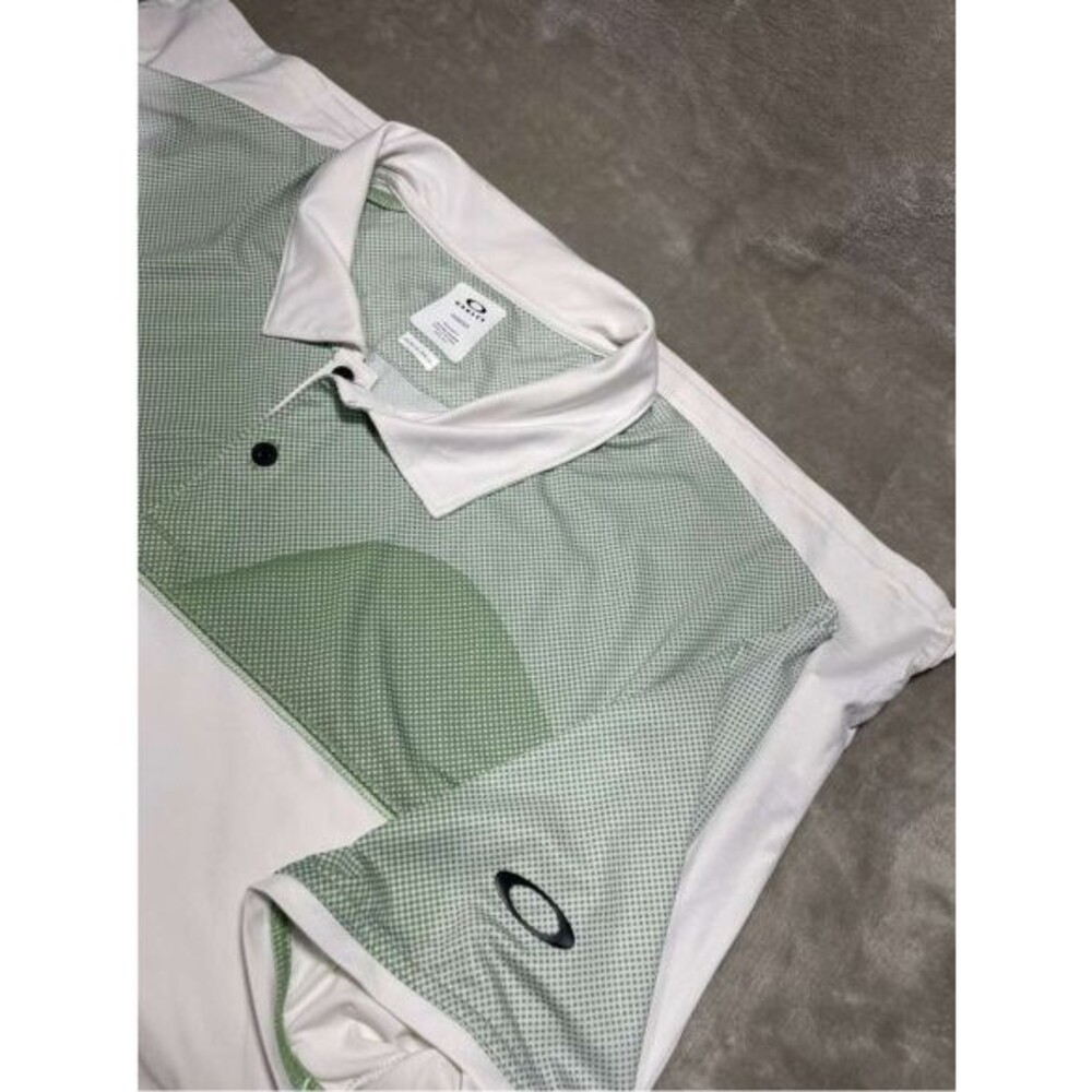 Oakley Hydrolix Polo Shirt Men's XL White Green Golf Regulat Fit Short Sleeve